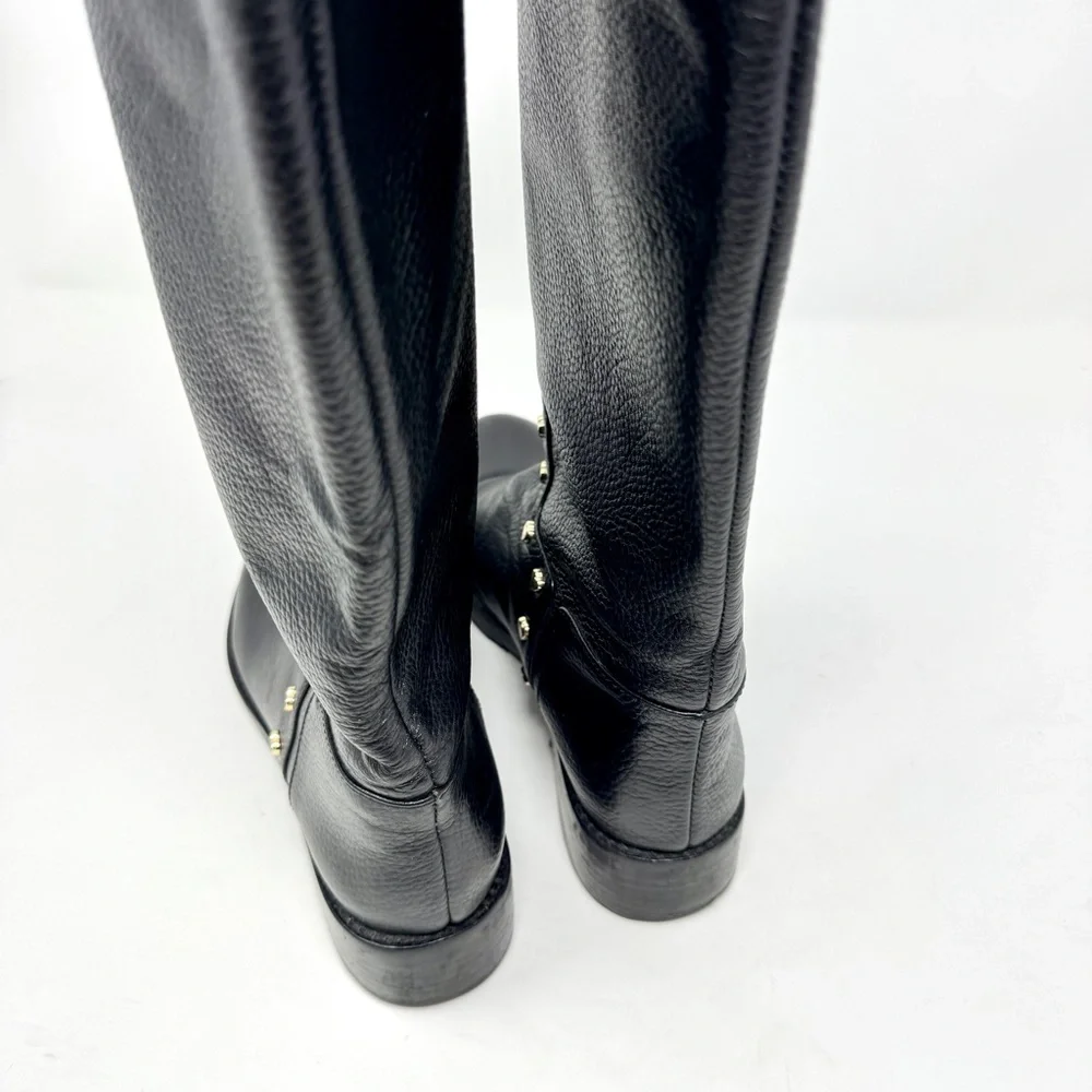 Black Leather Knee-High Boots
